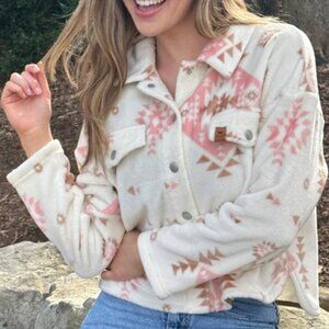 Furry Cream Aztec Shacket by Simply Southern